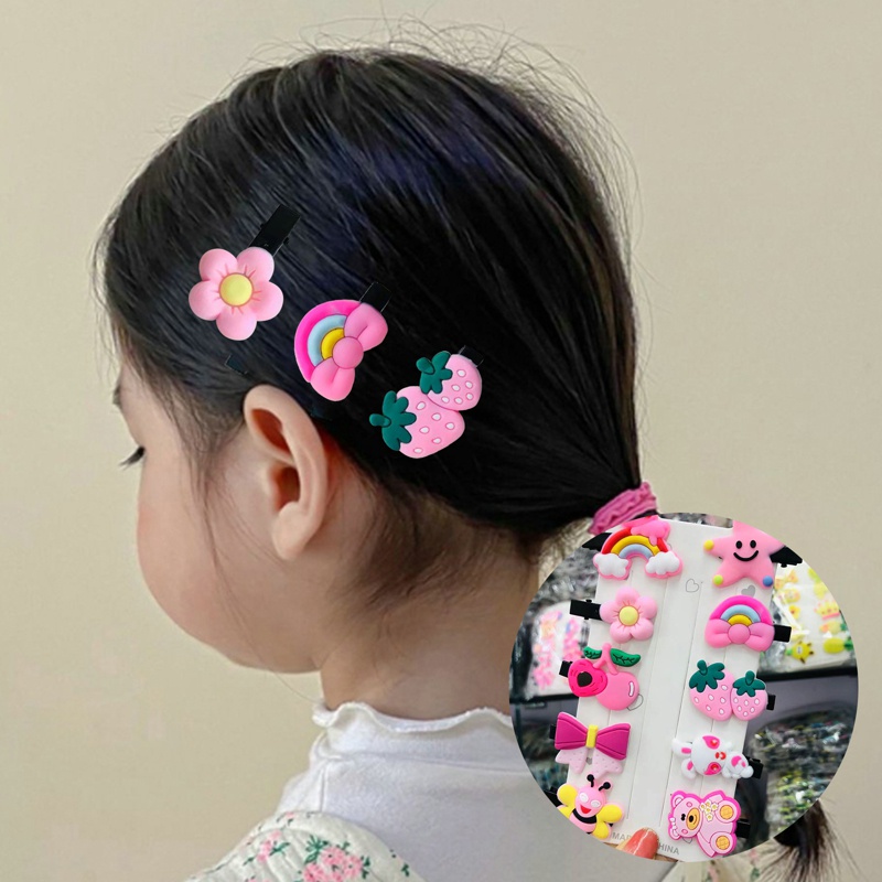 Set 10 Kẹp Tóc Hình Hoạt Hình Mini Dễ Thương Cho Bé Gái
