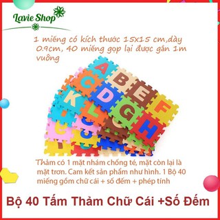 Bộ thảm xốp 40 miếng gồm số và chữ
