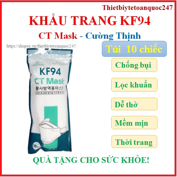 [Rẻ vô địch] Túi 10 Chiếc Khẩu Trang KF94 cường thịnh CT Mask - Cam Kết Chính hãng