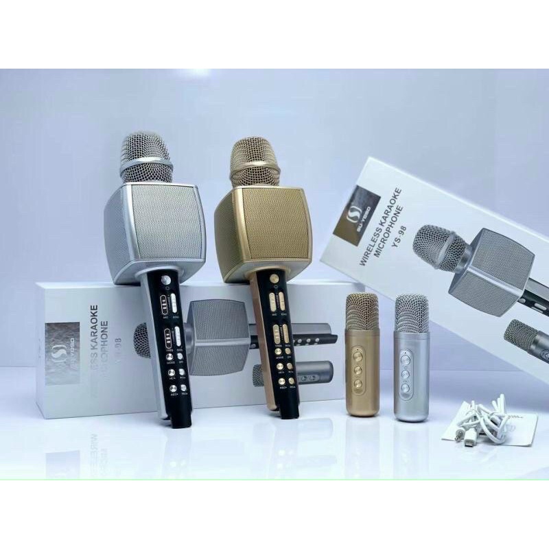 (Micro karaoke) Siêu phẩm mẫu Micro Karaoke bluetooth YS98 có Mic phụ hát song ca.