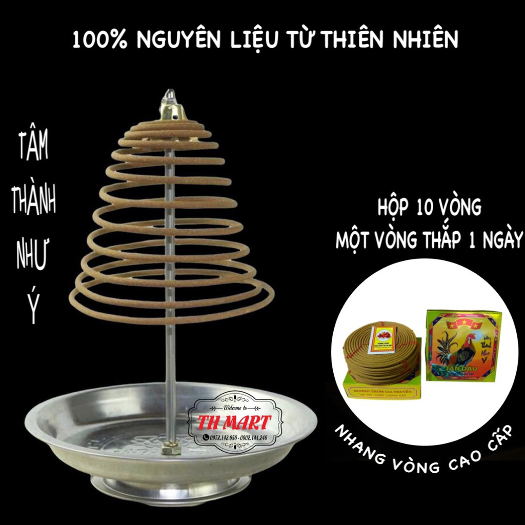 Nhang Khoanh Trầm Hương Sạch, Hương Vòng Cao Cấp 100% Nguyên Liệu Tự Nhiên, Mỗi Khoanh Cháy 3 Ngày
