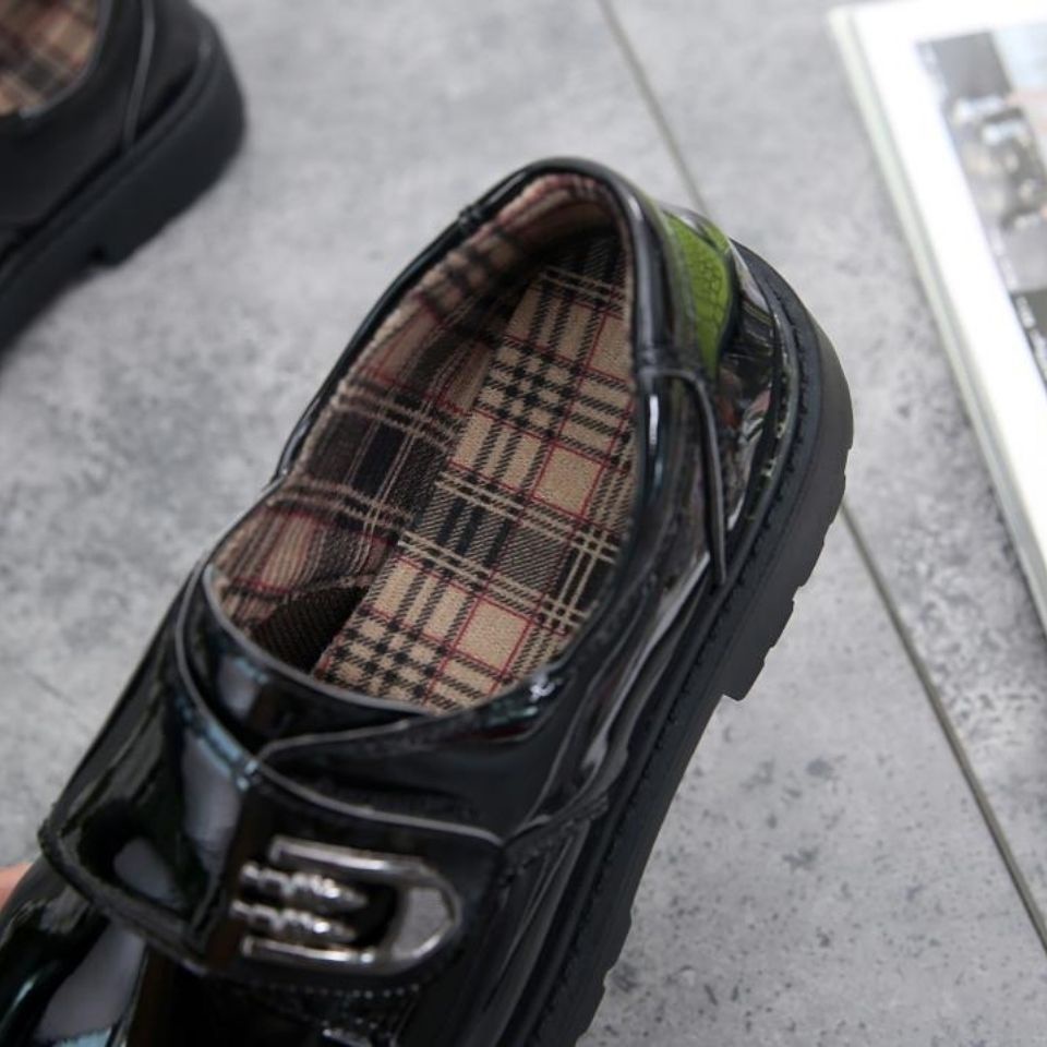 Giày Da Đế Mềm Màu Đen Phong Cách Anh Quốc Thời Trang Xuân Thu Cho Bé Trai Gái 2021