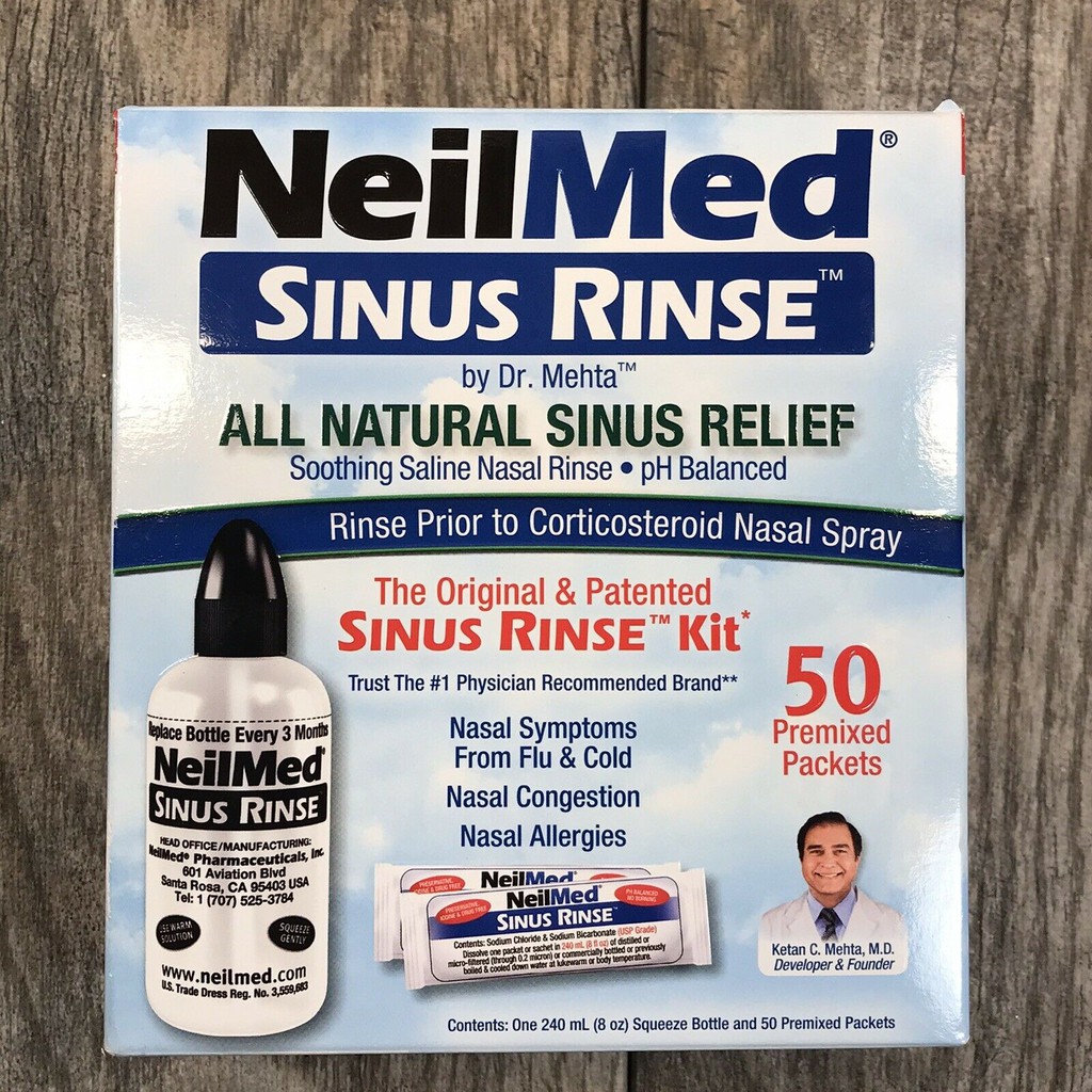 Bộ rửa mũi Neilmed Sinus Rinse (1 bình + 50 gói muối)