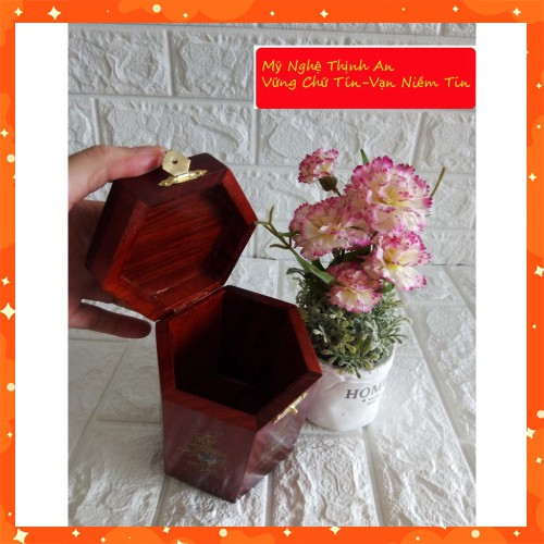 [Đồ Thờ Cúng] Bộ 3 món tiện ích bằng gỗ hương đỏ ,Hộp Trà trung, hộp tăm,hộp giấy COM3M01