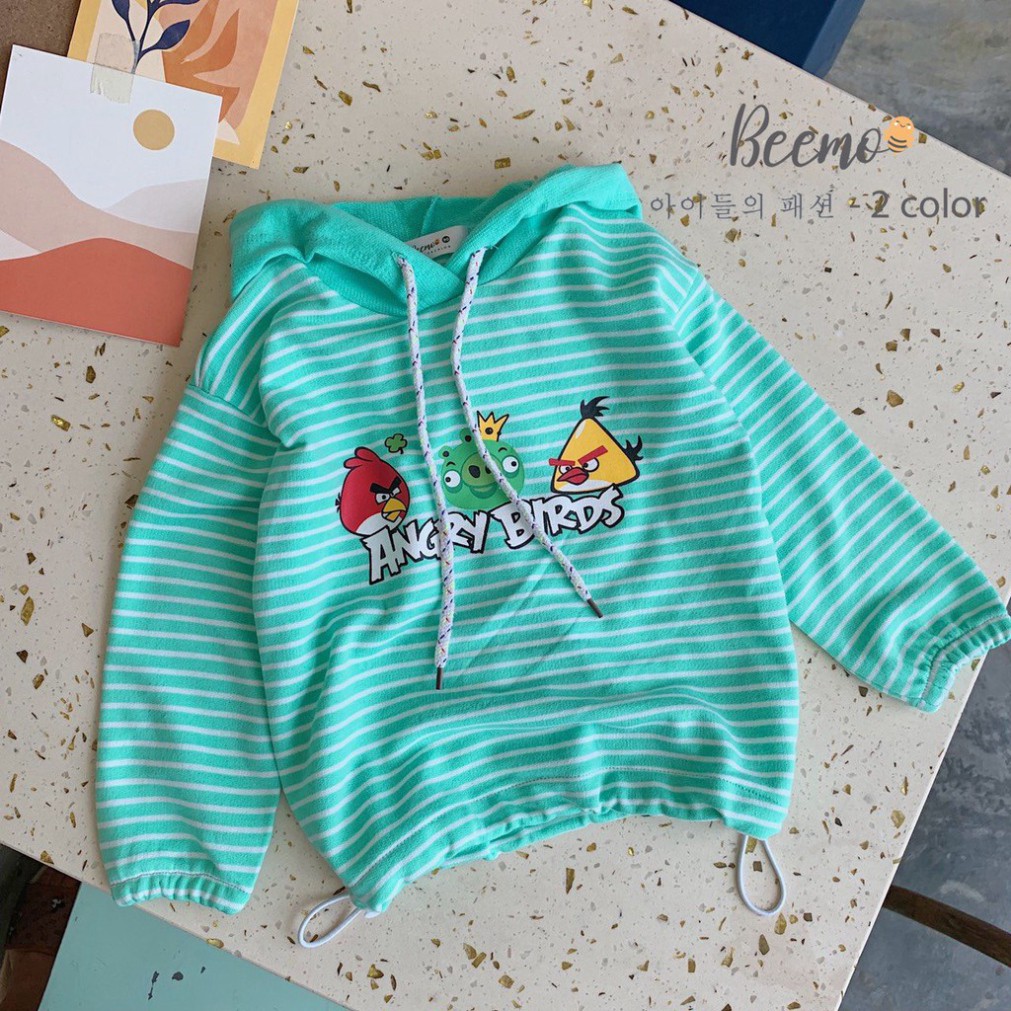 Áo hoodie kẻ ngang Angry Bird 2 màu - 20A021