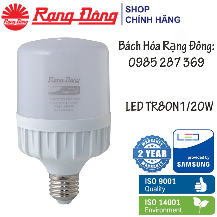 Bóng Đèn LED Trụ 20W Rạng Đông