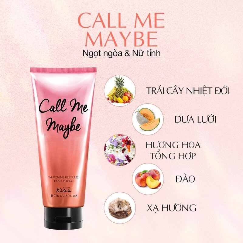 Sữa Dưỡng Thể Malissa Kiss Sáng Da #Call Me Maybe 226g