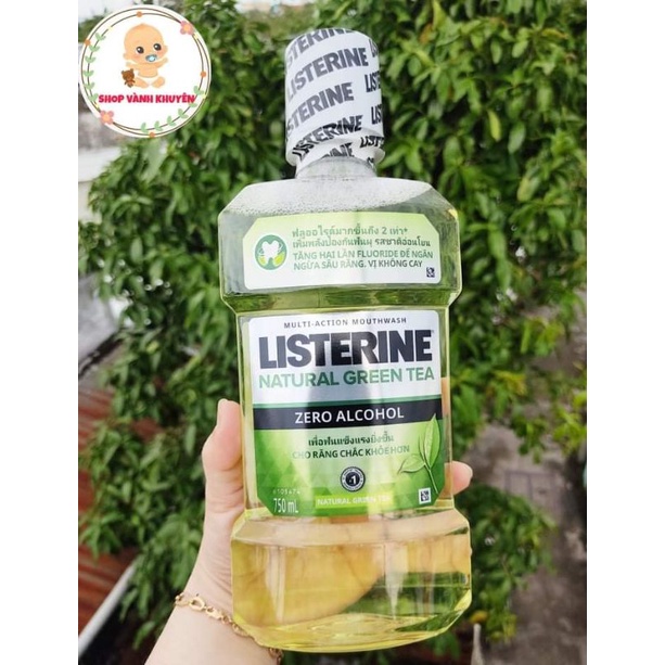 (CHÍNH HÃNG) Nước Súc Miệng Listerine Ngừa Sâu Răng Vị Trà Xanh Không Cay 250ml/750ml - Natural Green Tea