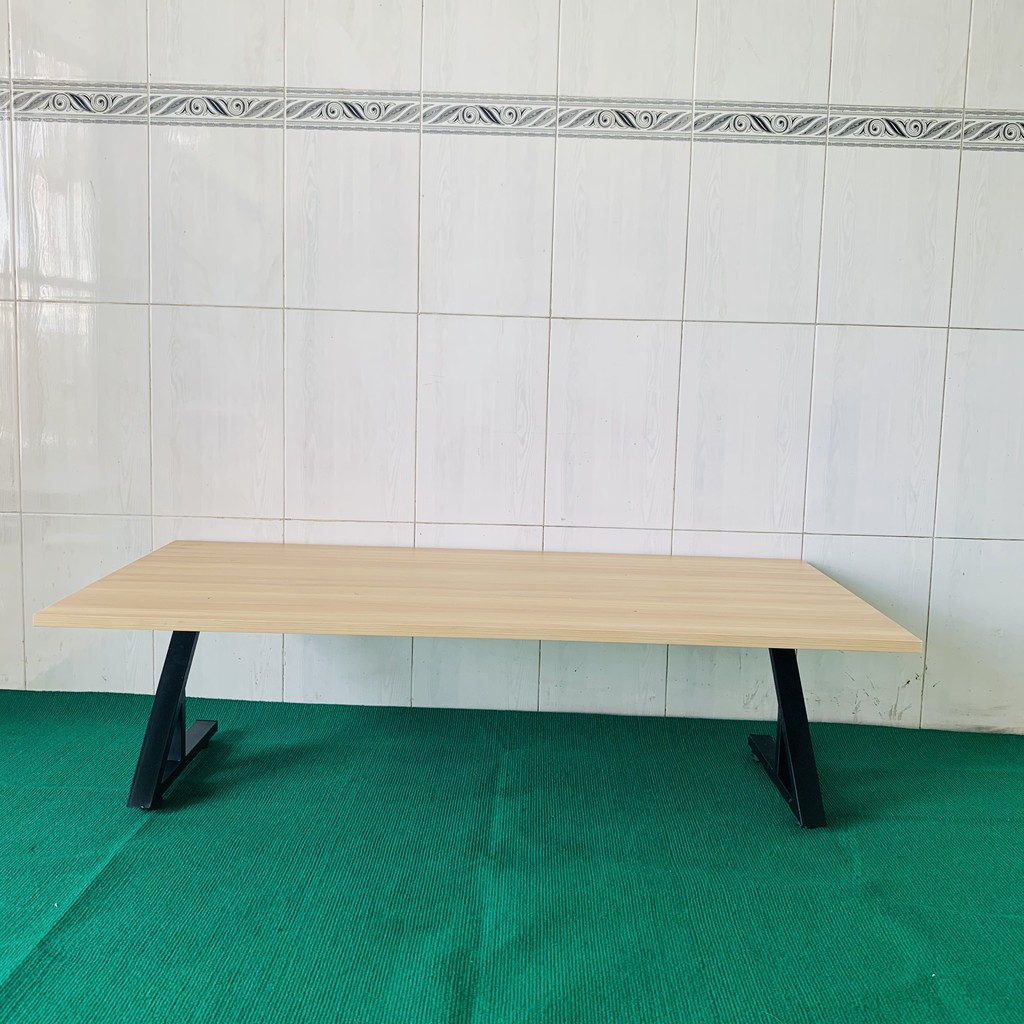 Bàn làm việc (R60*D120*C35cm) chân sắt chữ Z gấp bệt {GIÁ TẠI XƯỞNG} mặt gỗ MDF NHẬP KHẨU màu vàng vân gỗ sồi dày 17mm