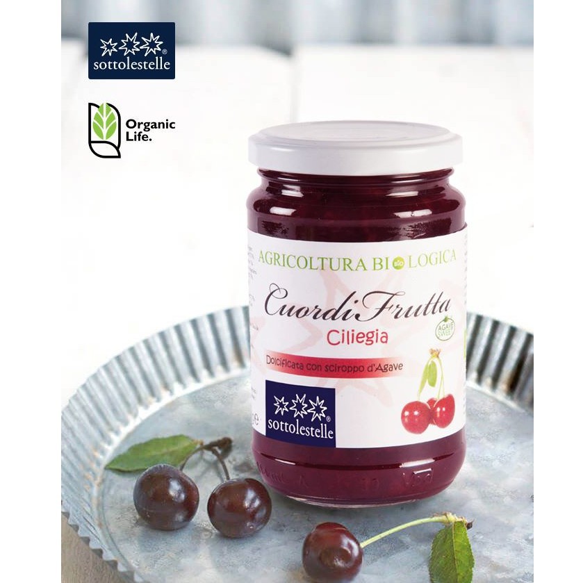 Mứt Cherry hữu cơ 320g Sottolestelle Organic Cherries Jam