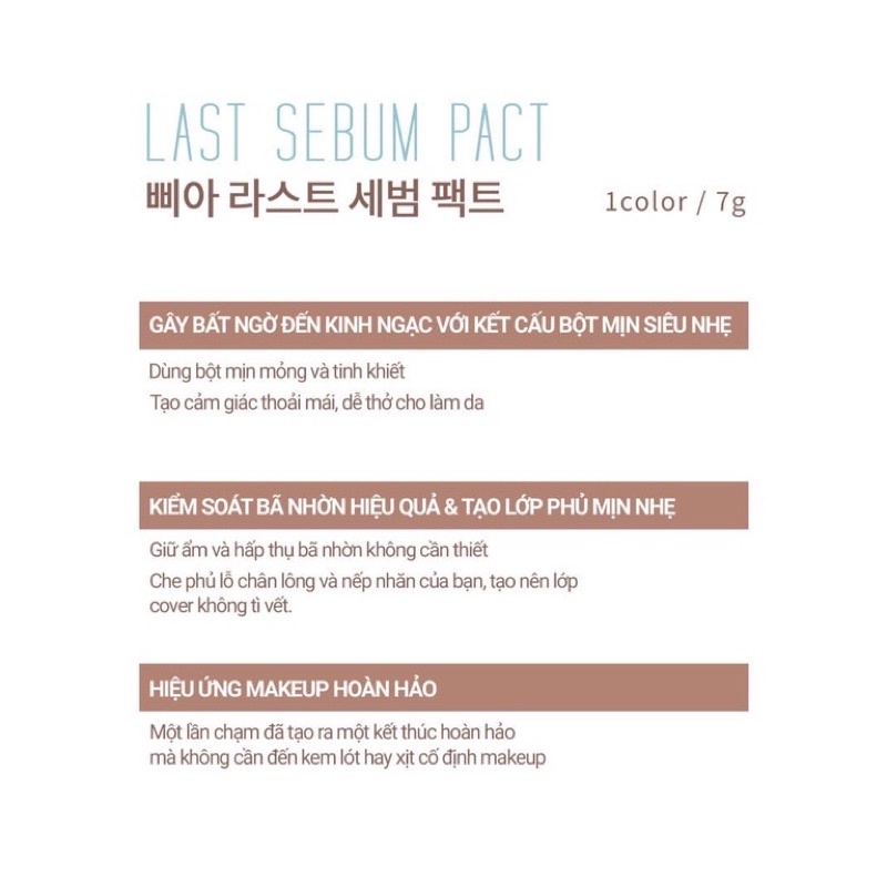 [100% AUTH] Phấn Phủ Kiềm Dầu B BIA Last Sebum Pact 00 Super Clear | BigBuy360 - bigbuy360.vn