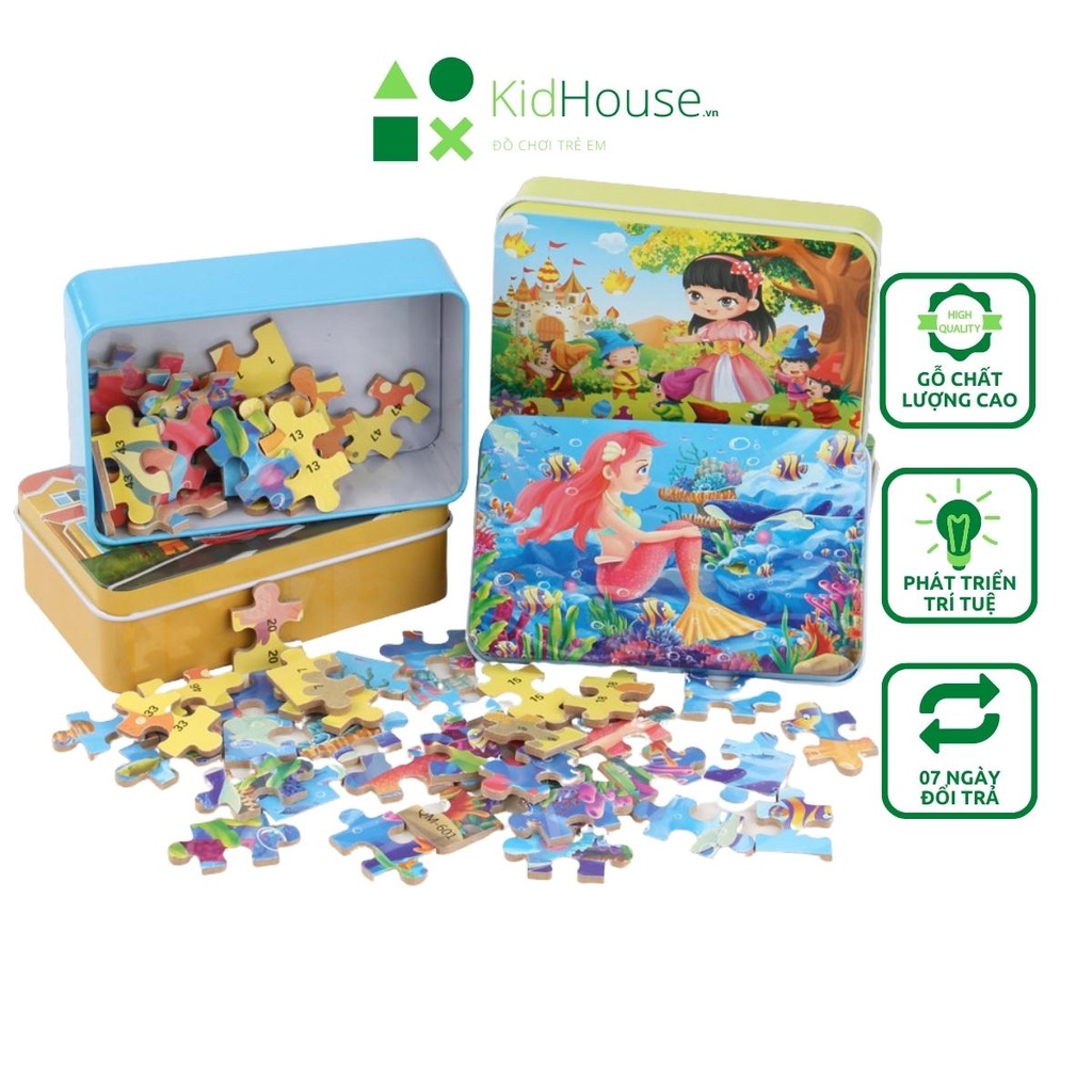 Tranh ghép hình cho bé 60 mảnh đồ chơi xếp hình phát triển trí tuệ cho bé 2 đến 5 tuổi Kidhouse.vn