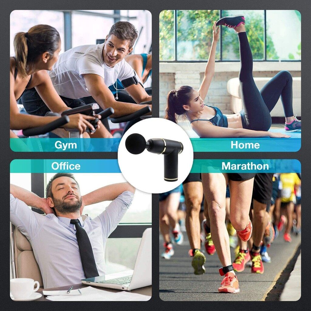 Máy Massage Cầm Tay Đấm Lưng Mát Xa Trị Liệu Cổ Vai Gáy Giảm Đau Mỏi Toàn Thân, Giãn Cơ, Điều Chỉnh 6 Chế Độ 4 Đầu