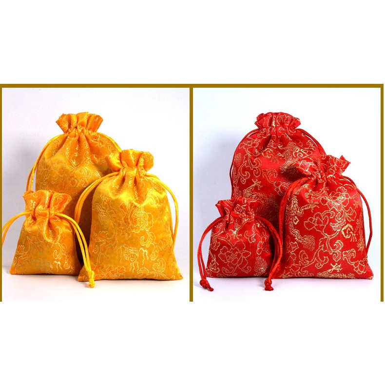 Sỉ 10 túi gấm đỏ phong thủy may mắn, đựng đồ phong thủy, trang sức