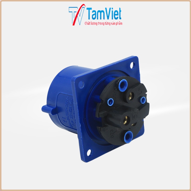 Phích cắm công nghiệp gắn âm 1 pha, phích cắm điện 1 pha 3 chấu 220V