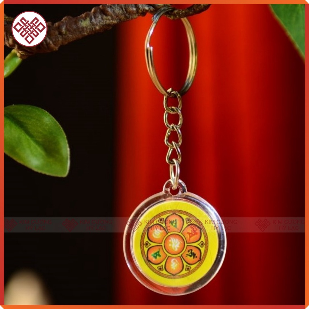 Móc Khóa Bình An Biểu Tượng Kalachakra  Nepal , Lục Tự Chân Ngôn