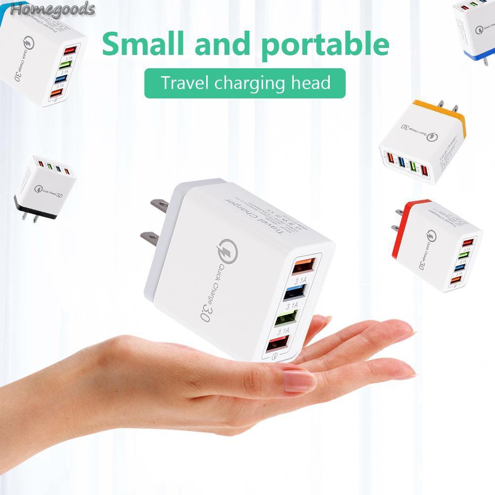 Đầu cắm sạc hỗ trợ sạc nhanh 4 cổng USB tiện lợi