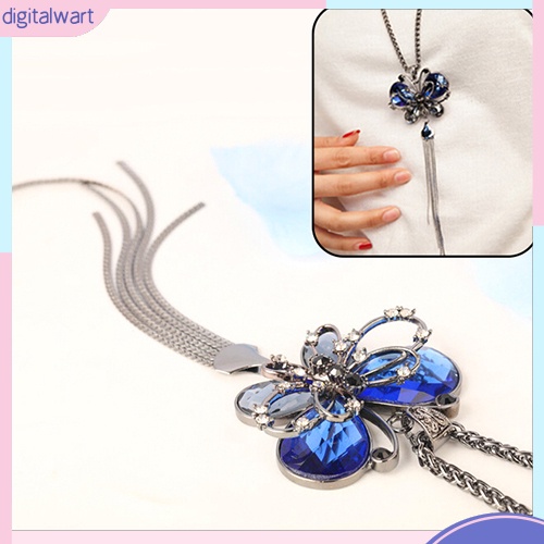 Dây chuyền hình bướm phối dây tua rua đính đá quý nhân tạo sang trọng quý phái dành cho nữ