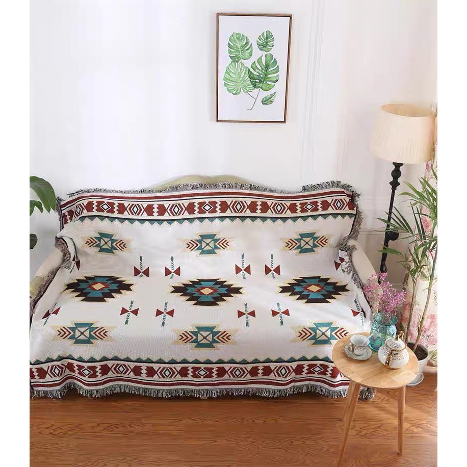 Khăn phủ sofa,Thảm Vintage Vải Cotton Cao Cấp Nhập Khẩu Sử dụng 2 mặt