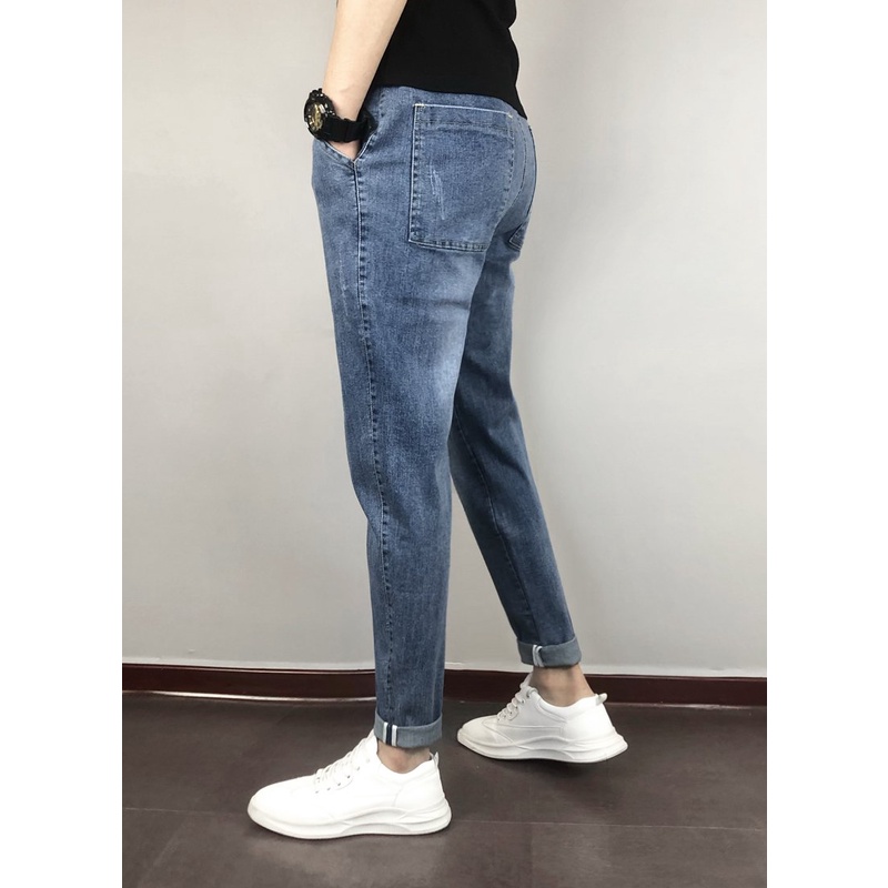 Quần jean nam 2 màu xanh nhạt và xanh đậm chất bò cao cấp co dãn 4 chiều cực đẹp
