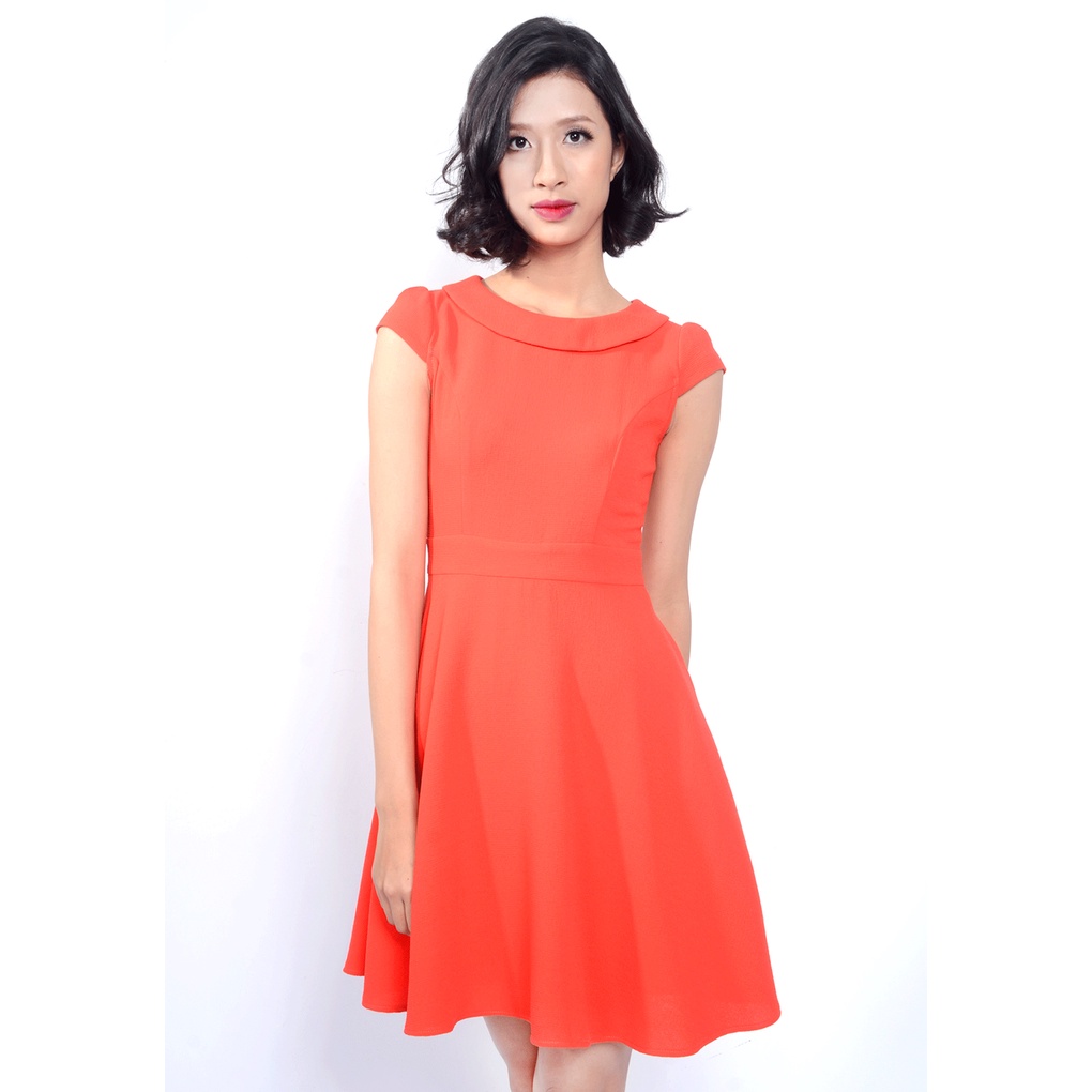 Đầm hè cam cổ thuyền MAZANO MS VH1968