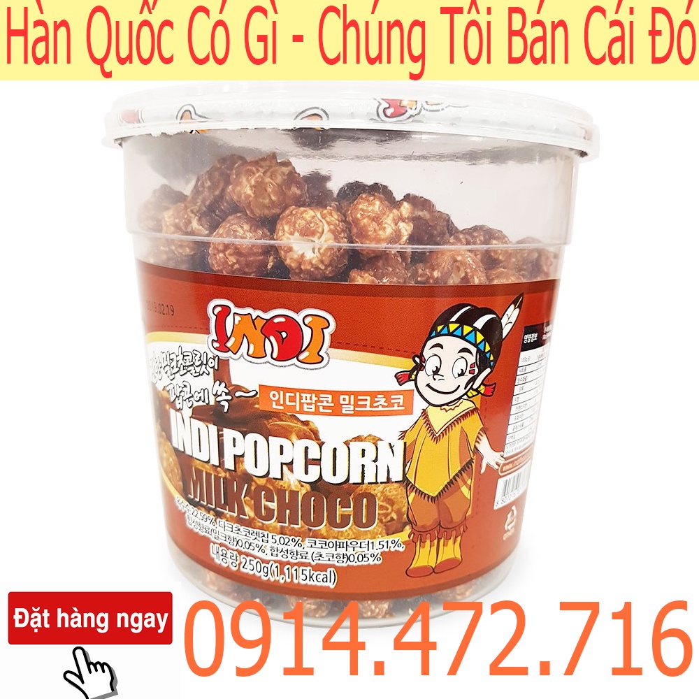 Bắp rang bơ Indi Popcorn Milk Choco Hàn Quốc 250 Gram