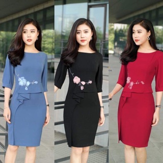 Đầm peplum bèo lệch NK