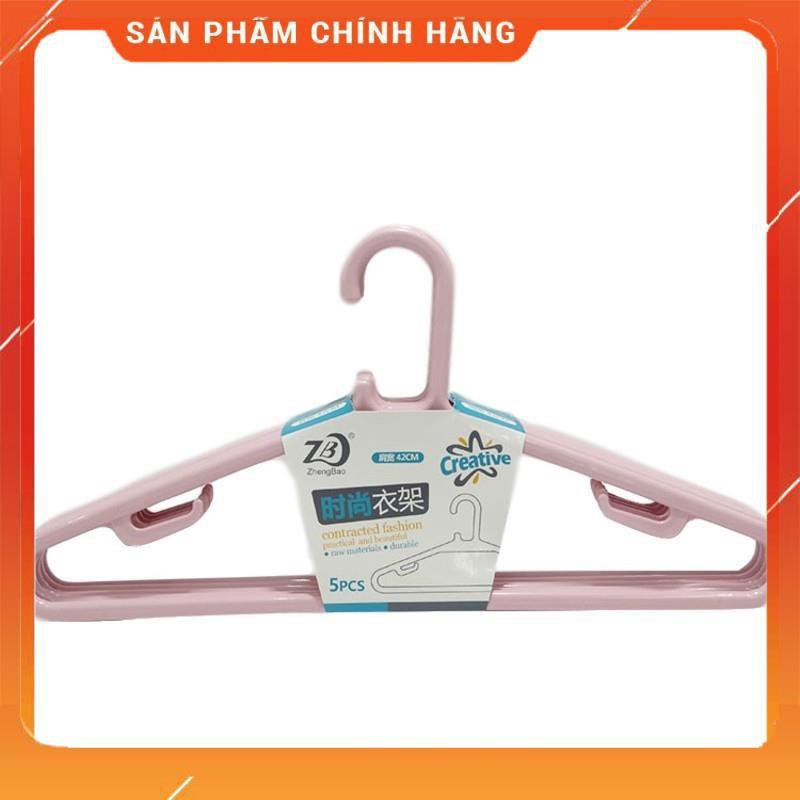 CHÍNH HÃNG -  Set 5 cái móc treo quần áo nhựa 0249,móc phơi quần áo nhựa cao cấp