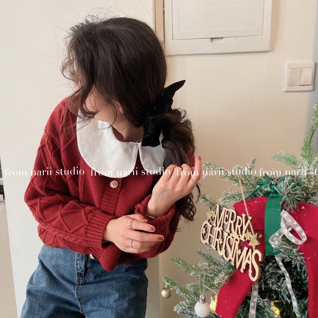 Áo sơ mi nữ kiểu tay dài NARII áo babydoll trắng Hàn Quốc cổ sen lệch