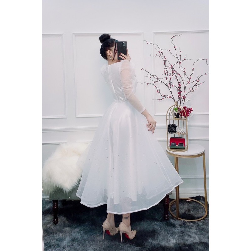 Đầm dự tiệc công chúa tay dài lưới kim tuyến TRIPBLE T DRESS - size M/L - MS138Y