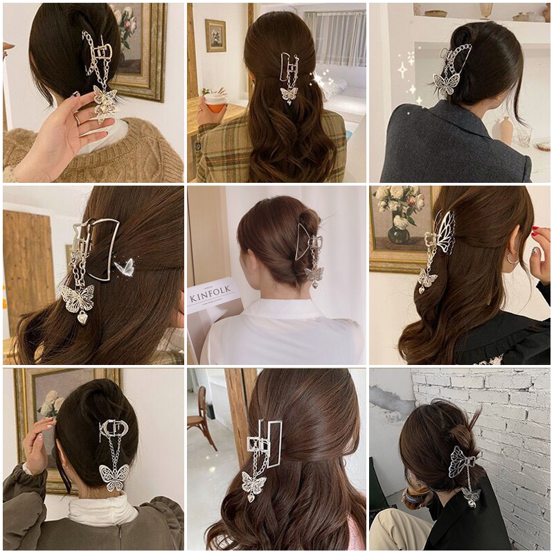 Kẹp tóc họa tiết bướm phong cách retro Hàn Quốc cho nữ