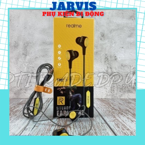 Tai nghe có dây Realme T-007 hỗ trợ mic, Cổng kết nối jack 3.5 cùng thiết kế dây xoắn chống rối đứt - BH 6 tháng