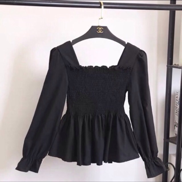 [Best Selling]Video_Áo cổ vuông tay phồng babydoll