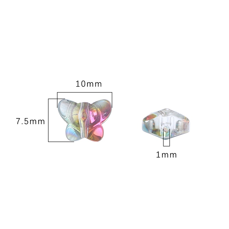 20 Hạt Thủy Tinh Hình Bướm 7.5x10mm Làm Trang Sức Thủ Công