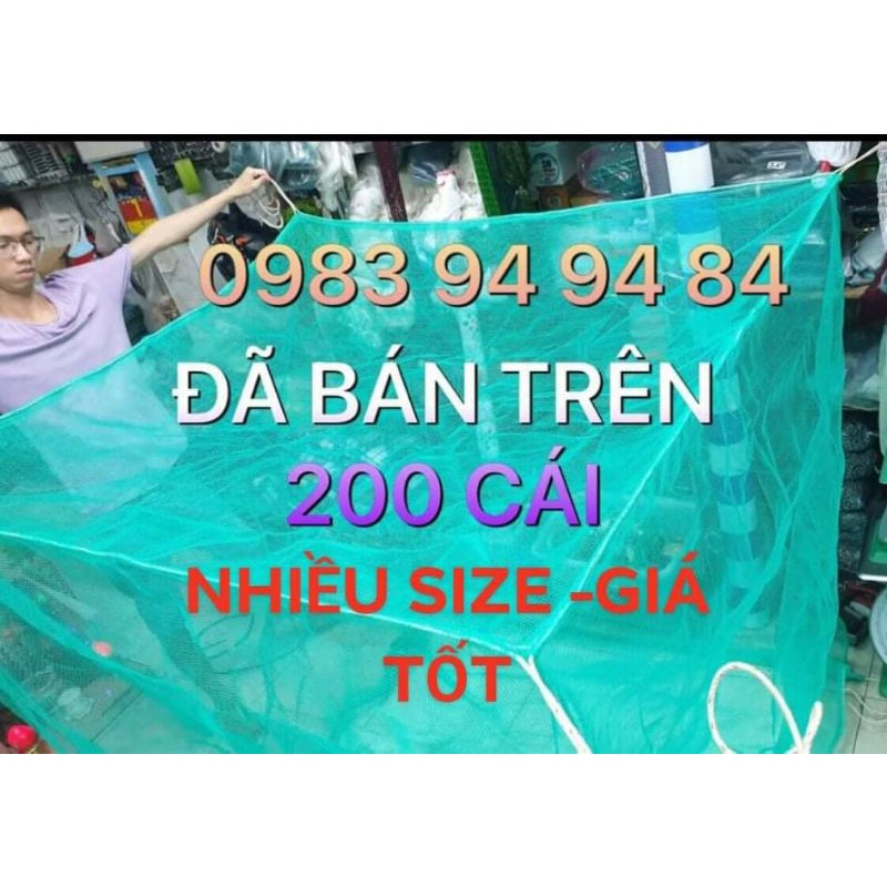 10 Size Mùng (dèo-vèo) lưới rọ xanh nuôi cá,ếch...CÓ NẮP ĐẬY