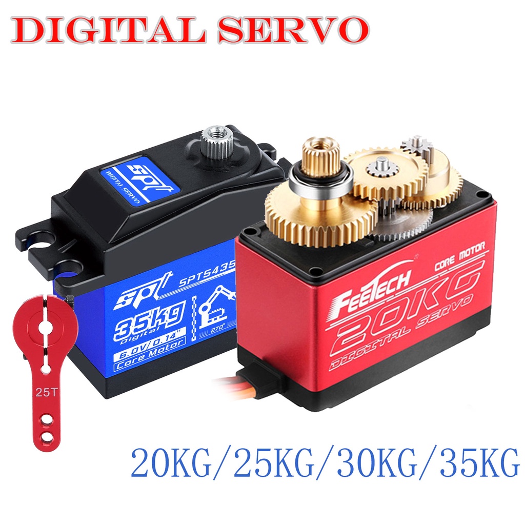 Động Cơ Servo Kỹ Thuật Số Không Lõi 20KG 25KG 30kg 35kg 180 270 Tốc Độ 25T Cho Xe Hơi Điều Khiển Từ Xa