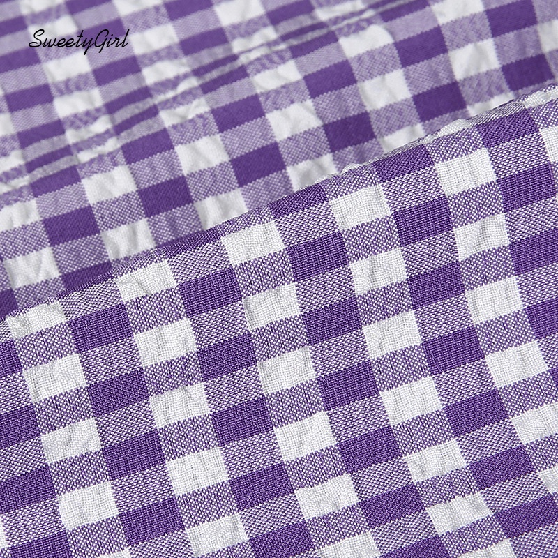 Đầm Mini Hở Vai Tay Dài Họa Tiết Kẻ Sọc Ca Rô 2022 Thời Trang Cho Nữ