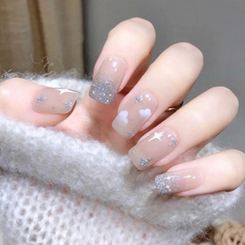 Móng Tay Giả Kèm Hộp Đựng Keo Đính Đá Nhân Tạo Tiết Kiệm Thời Gian