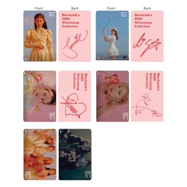 Set 5 thẻ card nhựa BLACKPINK - WELCOMING COLLECTION 2020 in 2 mặt bo góc có chữ ký