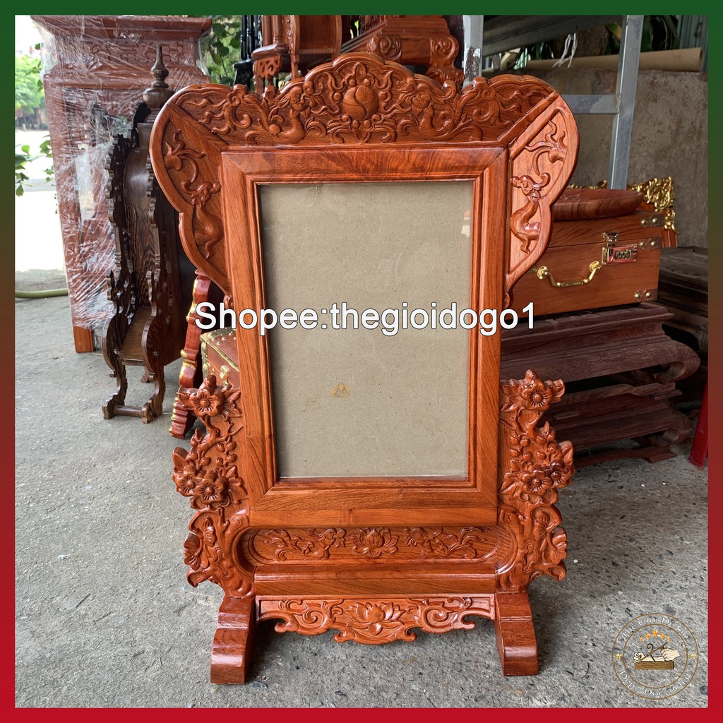 Khung ảnh thờ Hoa Mai tỉnh xảo gỗ Hương sơn PU chống mối mọt nhiều kích thước