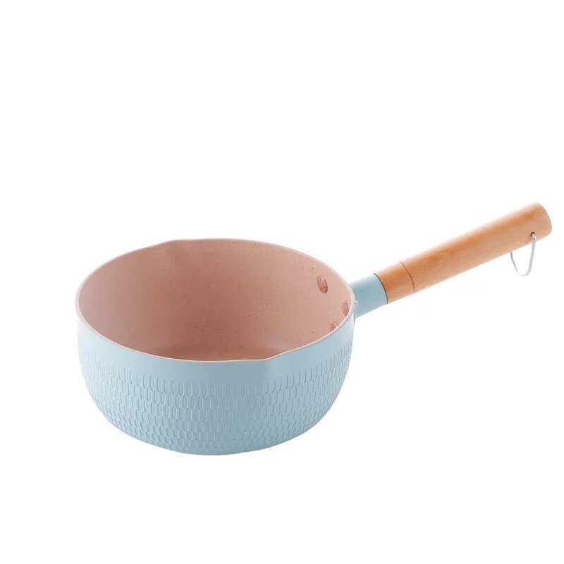 Chảo sâu lòng chống dính Heysmart màu pastel có tay cầm cán gỗ chống bỏng (giao màu ngẫu nhiên)