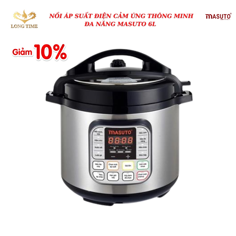 Nồi Áp Suất Điện Masuto thông minh đa năng 6L , điều chỉnh cảm ứng , có van xả sôi , nhiều chế độ , ninh , hầm , canh