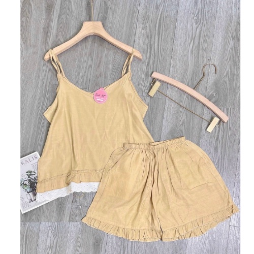 Set Áo 2 Dây Trơn Quần Cộc, Bộ Đũi Hai Dây Mặc Nhà Nhẹ Nhàng, Thoáng Mát, Thấm Hút Mồ Hôi, Bộ Pijama Lụa Mặc Nhà
