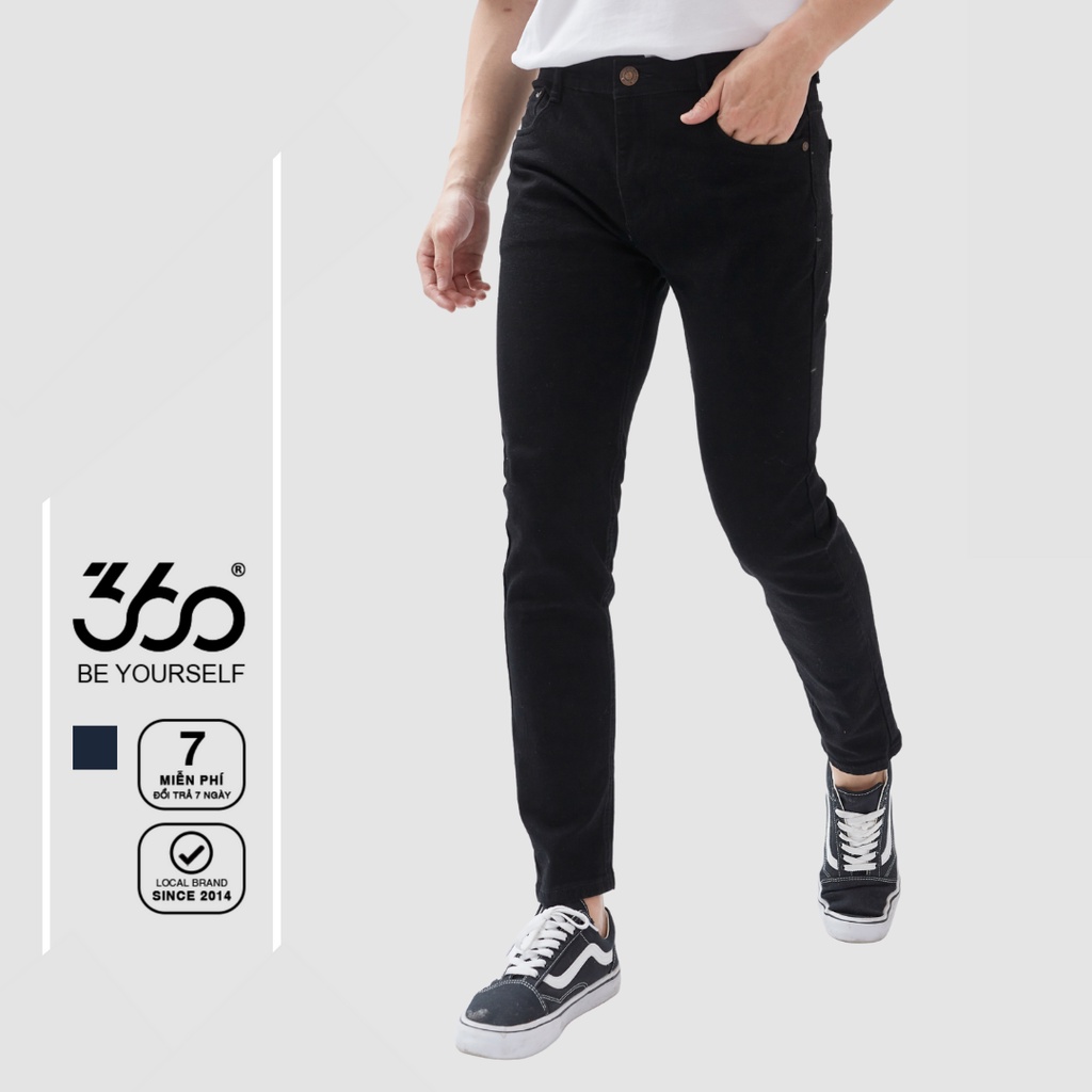 [Mã FAHOLIDAY giảm đến 50k đơn từ 99k] Quần jean nam đen dáng slimfit thương hiệu 360 BOUTIQUE quần bò trơn - QJDOL008