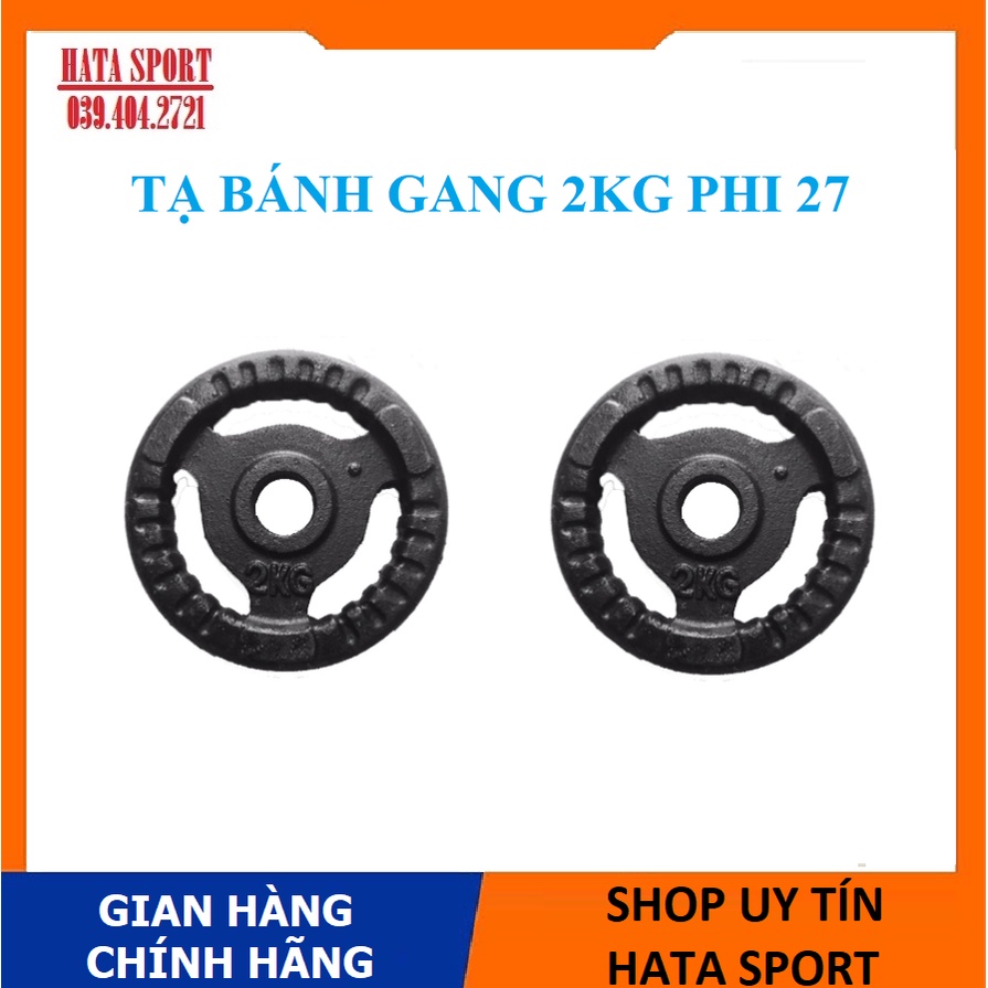 Tạ bánh gang 2kg lỗ tạ phi 27