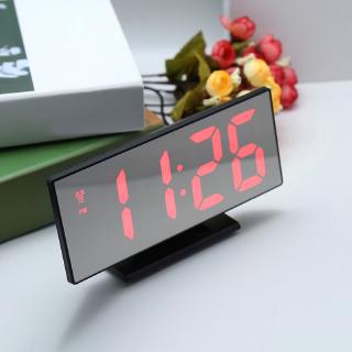 LED digital clock multi-function mirror snooze display time night LCD table lamp desktop Ⓡ