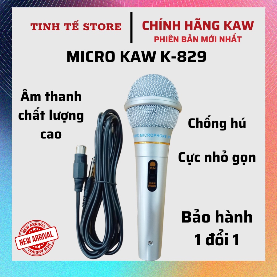 Mic Chống Hú, Chống Rè, Micro Karaoke KAW-K829 Có Dây, hát Phòng Thu, Bắt Âm Tốt, Giọng Hay, chống rè, chống rú hiệu quả