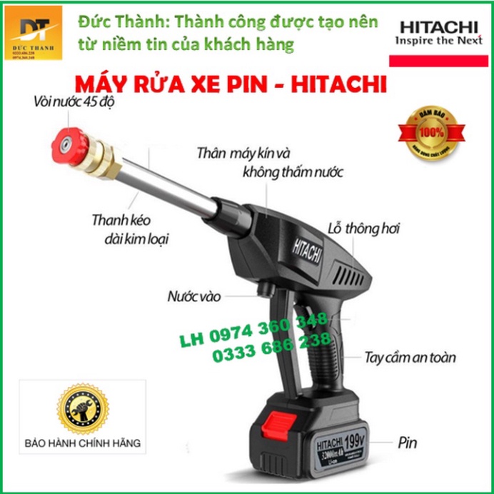 Siêu hot Máy Rửa Xe Pin HITACHI 199V, Rửa Xe-Phun Cây Cảnh.