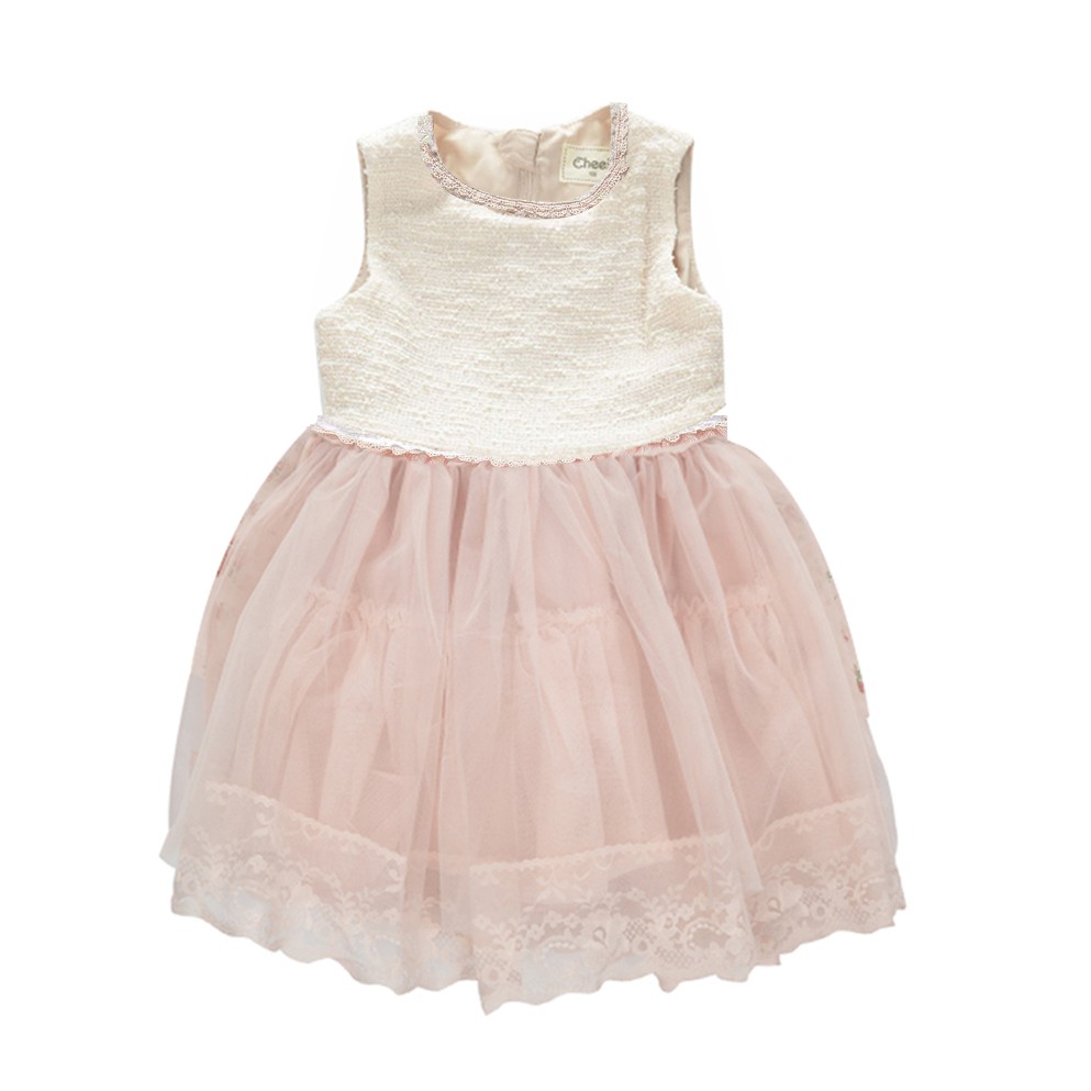Đầm voan phối ren Cheek cho bé gái 3-8T D180