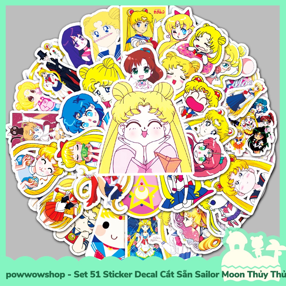 [Sẵn VN - Hỏa Tốc] Set 51 Sticker Mini Decal Dán Trang Trí Vật Dụng Mẫu Anime Manga Sailor Moon Thủy Thủ Mặt Heo Cute